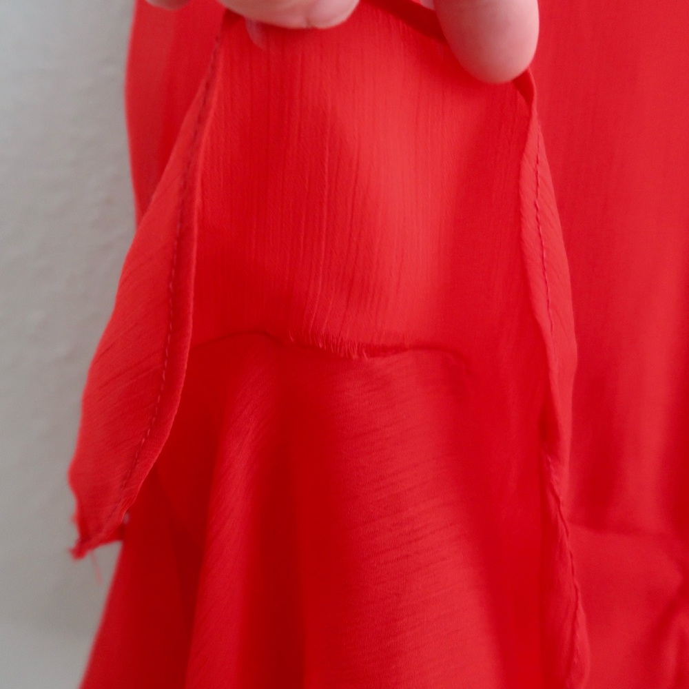 Saints + Secrets Red Ruffle Mini Dress High Neck Flutter Sleeve - Picture 15 of 16